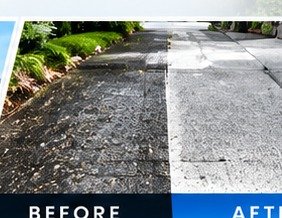 Driveway cleaning before-and-after result